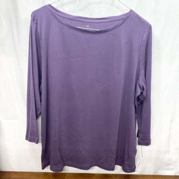 NWT Talbots Tee Plus T Shirt Women's 2X Purple 3/4 Sleeve cotton top - Picture 1 of 4